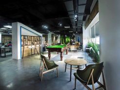 High-class office furniture in the waiting space of the business