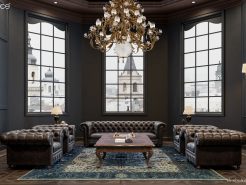 Chesterfield sofa in designing the chairman office