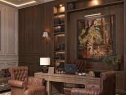 Chi tiết sau lưng bàn làm việc trong phòng chủ tịch nói lên điều gì?