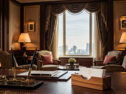 Thiết kế nội thất phòng chủ tịch – Khay danh thiếp bằng gỗ mun