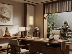 Nội thất phòng làm việc chủ tịch Phật giáo khác gì Công giáo?