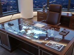 Chairman Office Interior – Smart Desk with AI Assistant