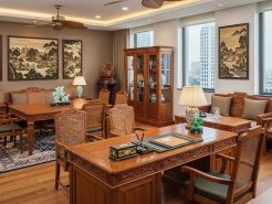 Designing the chairman office interior with Vietnamese crafts