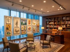 Designing the chairman office with personalized hand-painted area