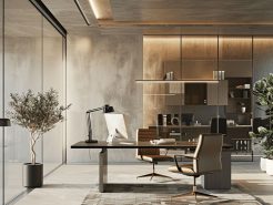 Rough Plaster Wall – Rustic Luxury for the Chairman Office