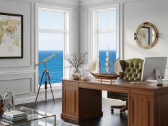 The chairman office is inspired by the ocean