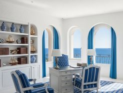 Designing the chairman office with lime white & blue tones